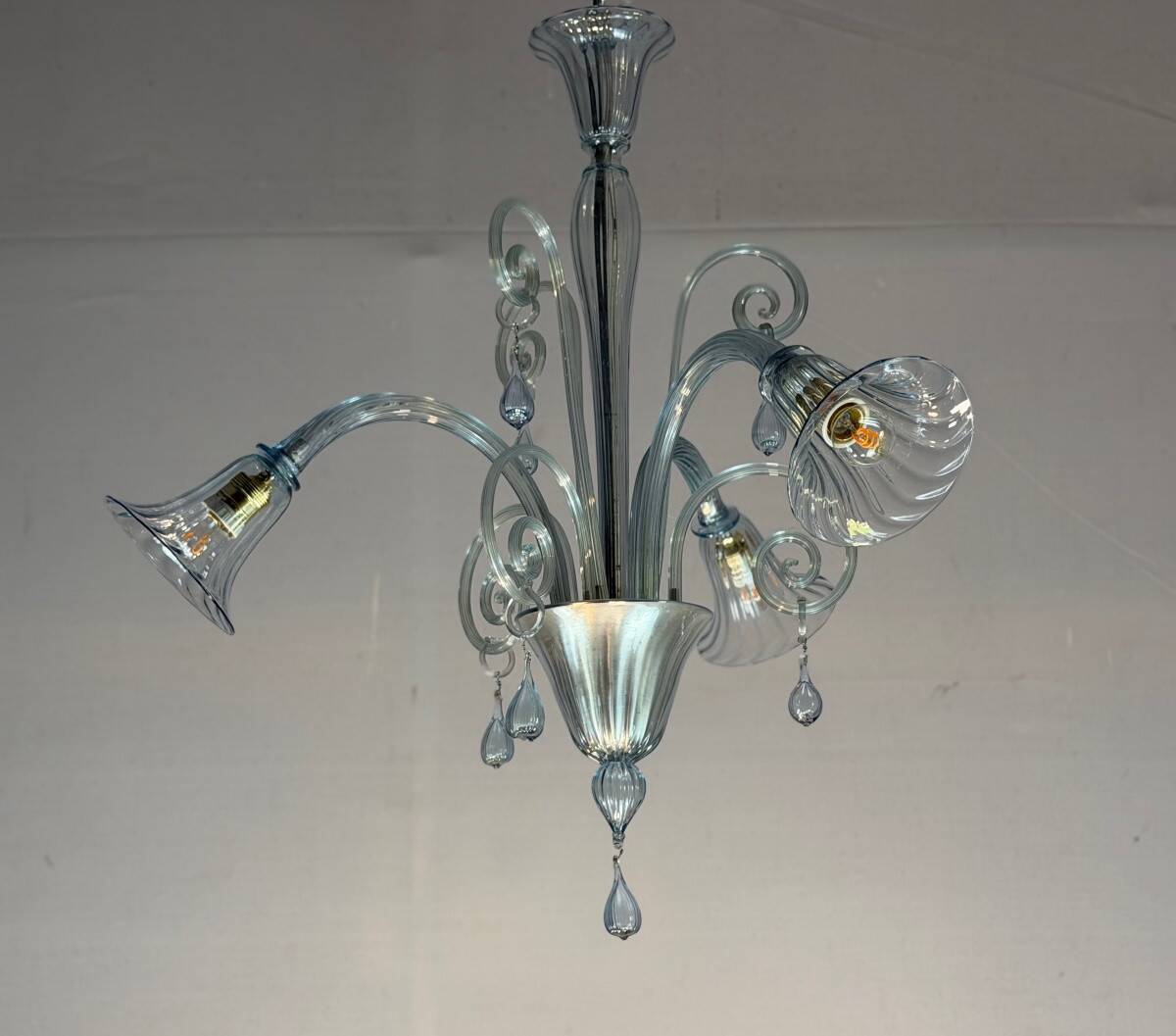 Venetian lustre in grey-blue Murano glass, circa 1930.