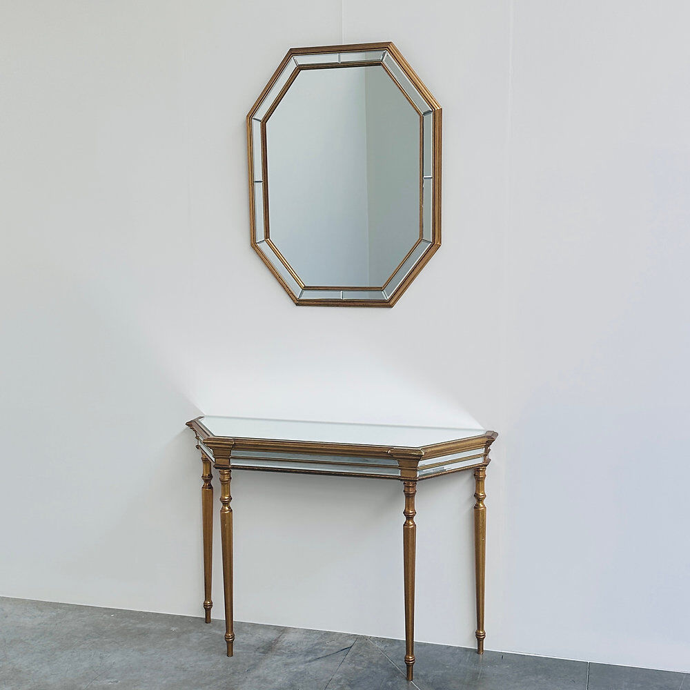Deknudt mirrored console table and matching octagonal mirror, Belgium, 1980s