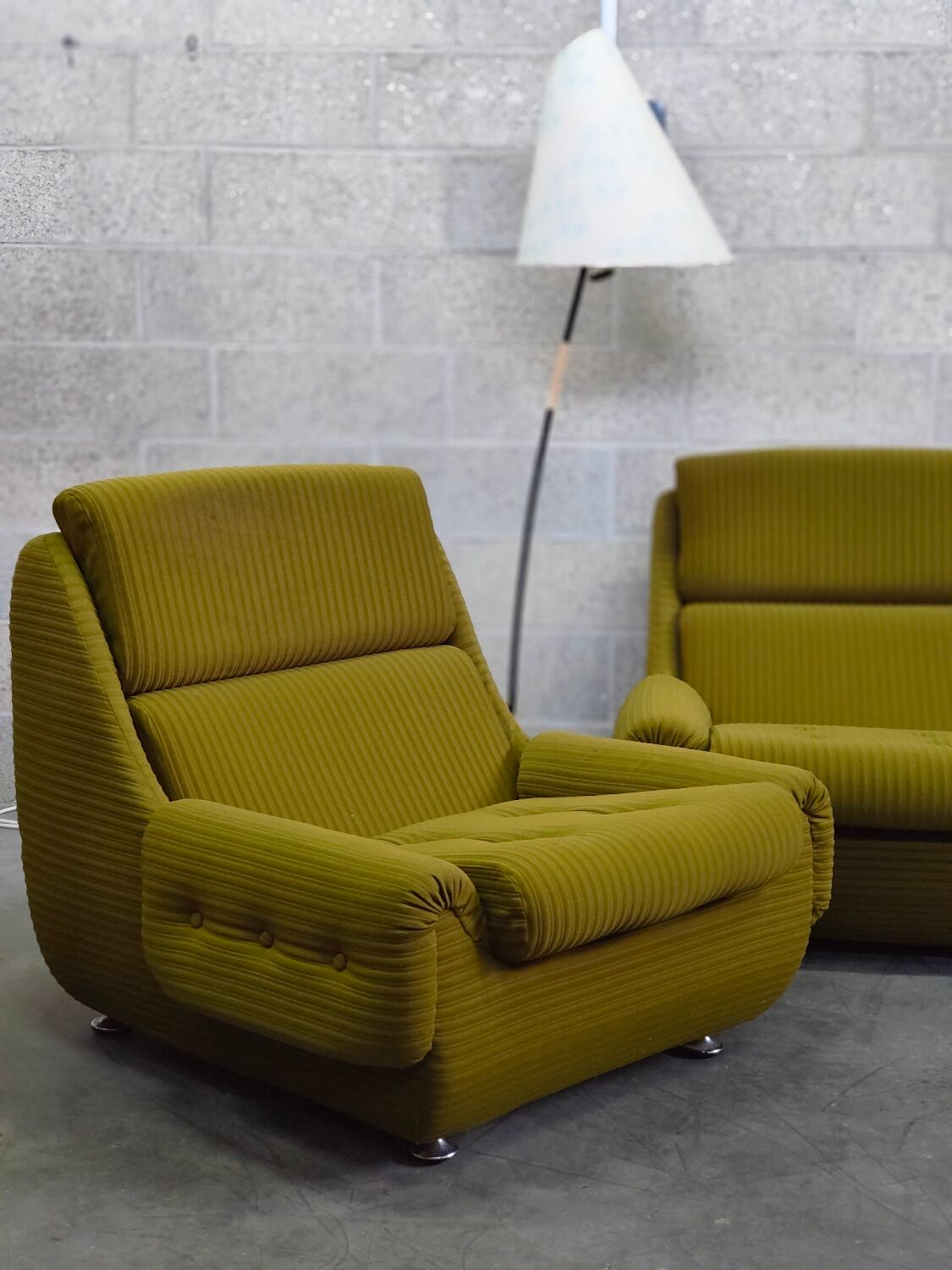 Complete living room Space Age Atlantis olive green 1970