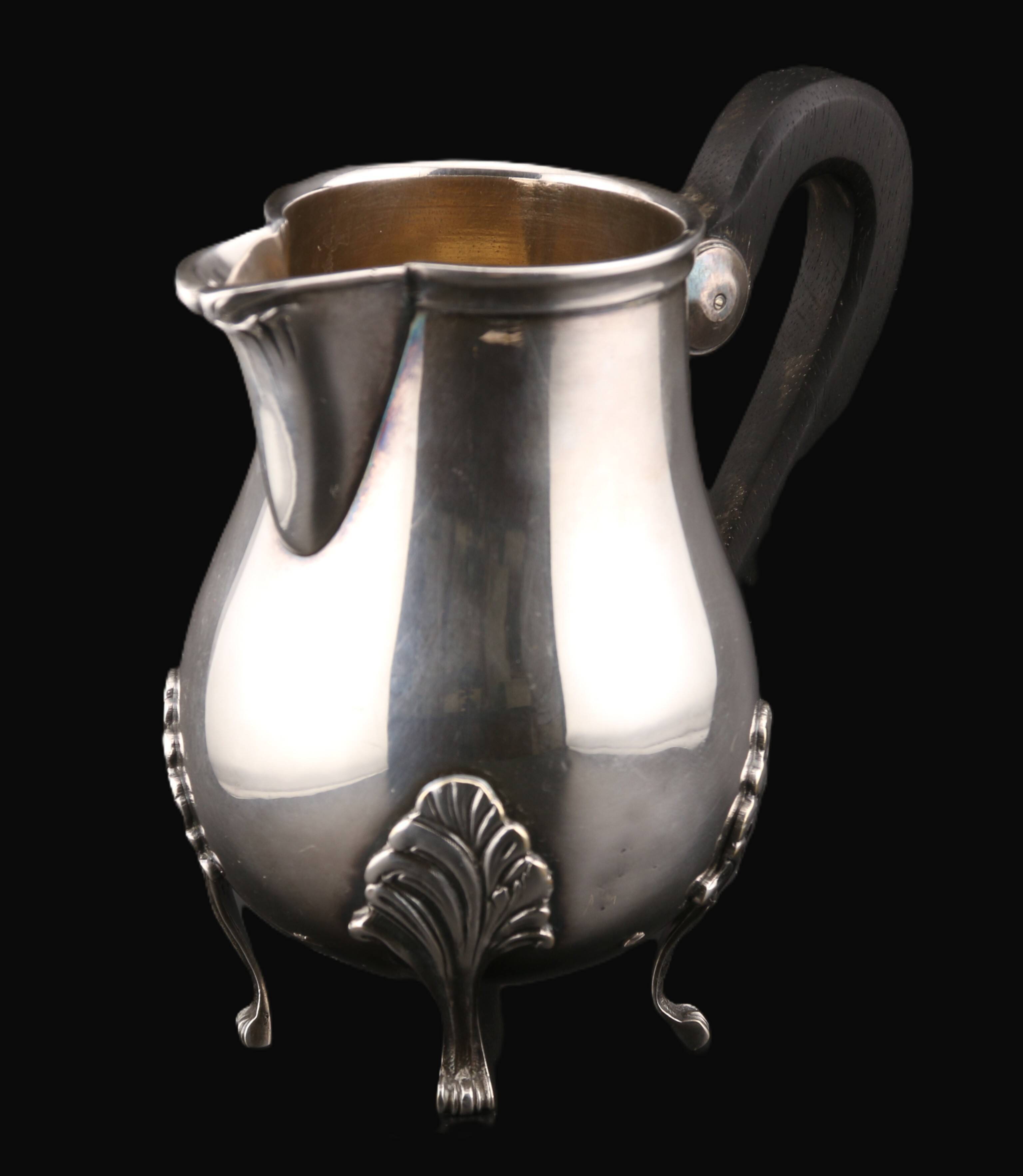 Pot à lait Quadripode Vintage en Métal Argenté, Poinçon J. NOE