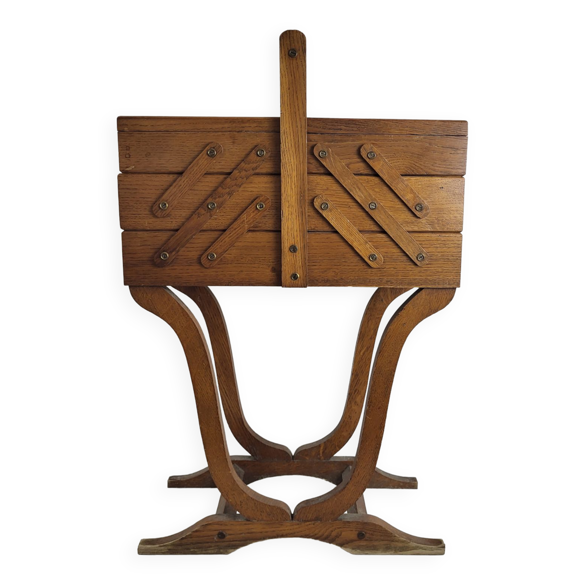 Worker on wooden feet