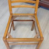 Set of 6 chairs, Scandinavian, vintage, retractable rattan seat