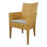 Bridge type armchair in wood and woven rattan