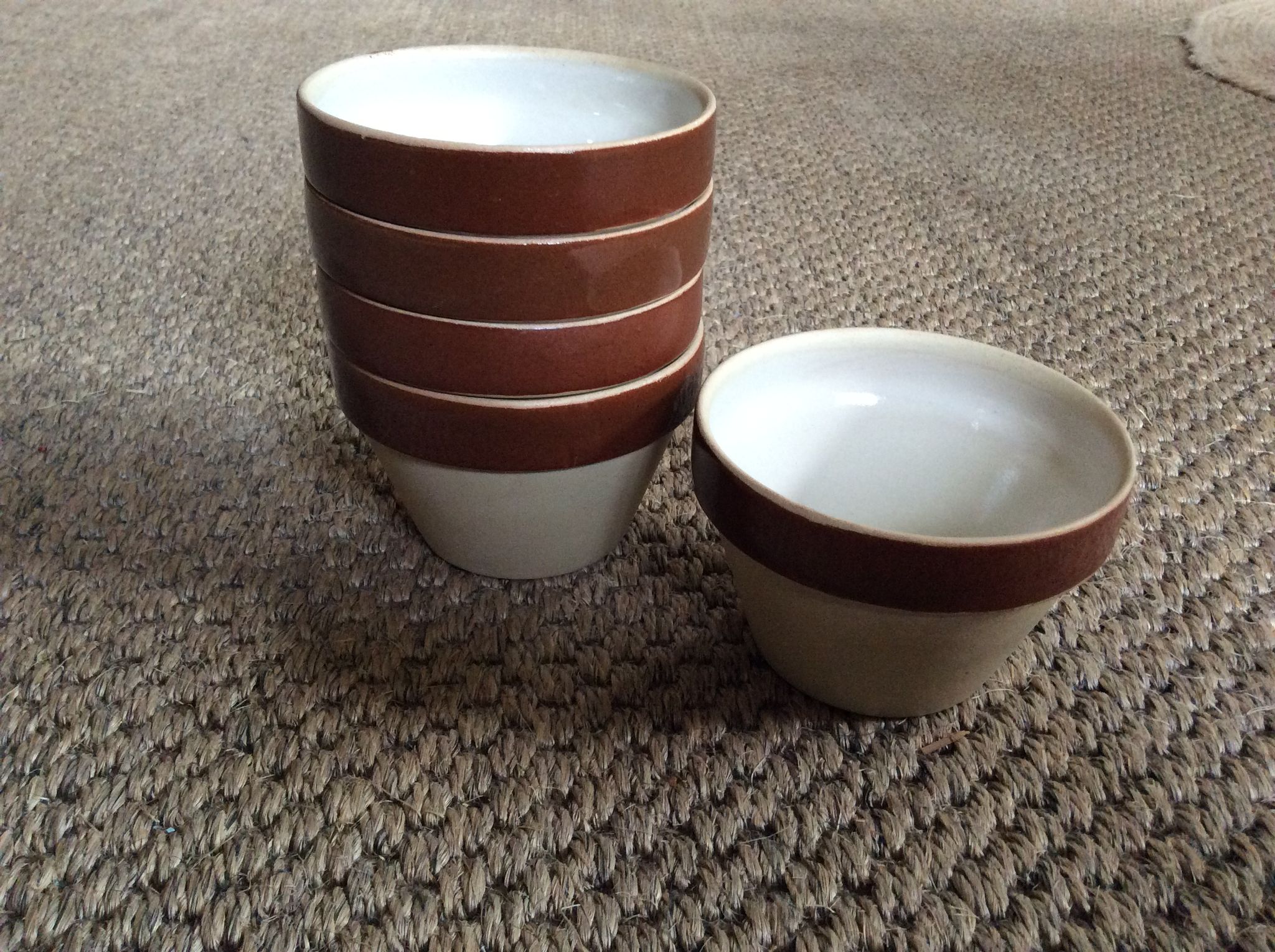 Series of 5 sandstone ramekins