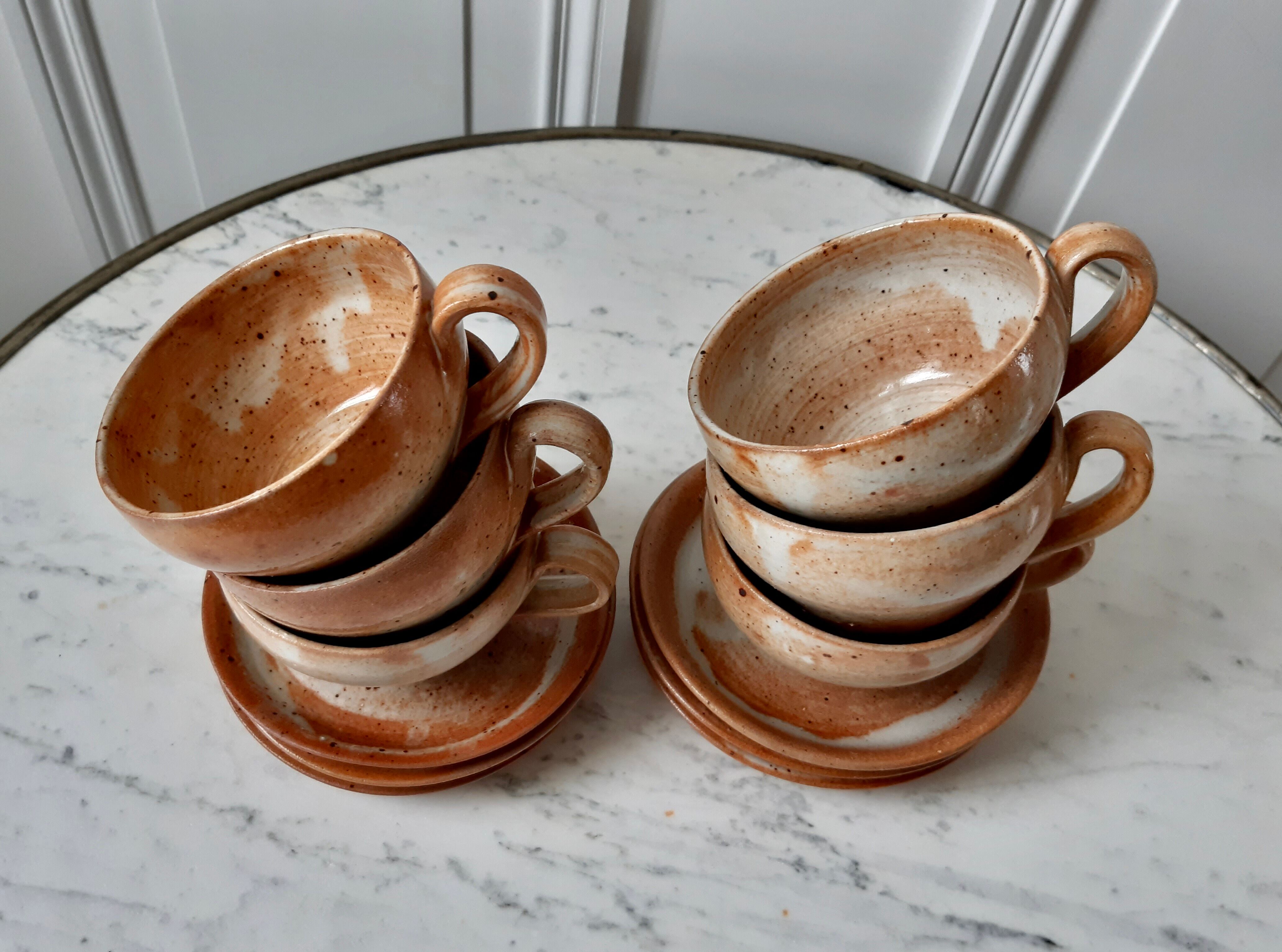 Lot of 6 cups sandstone with saucer