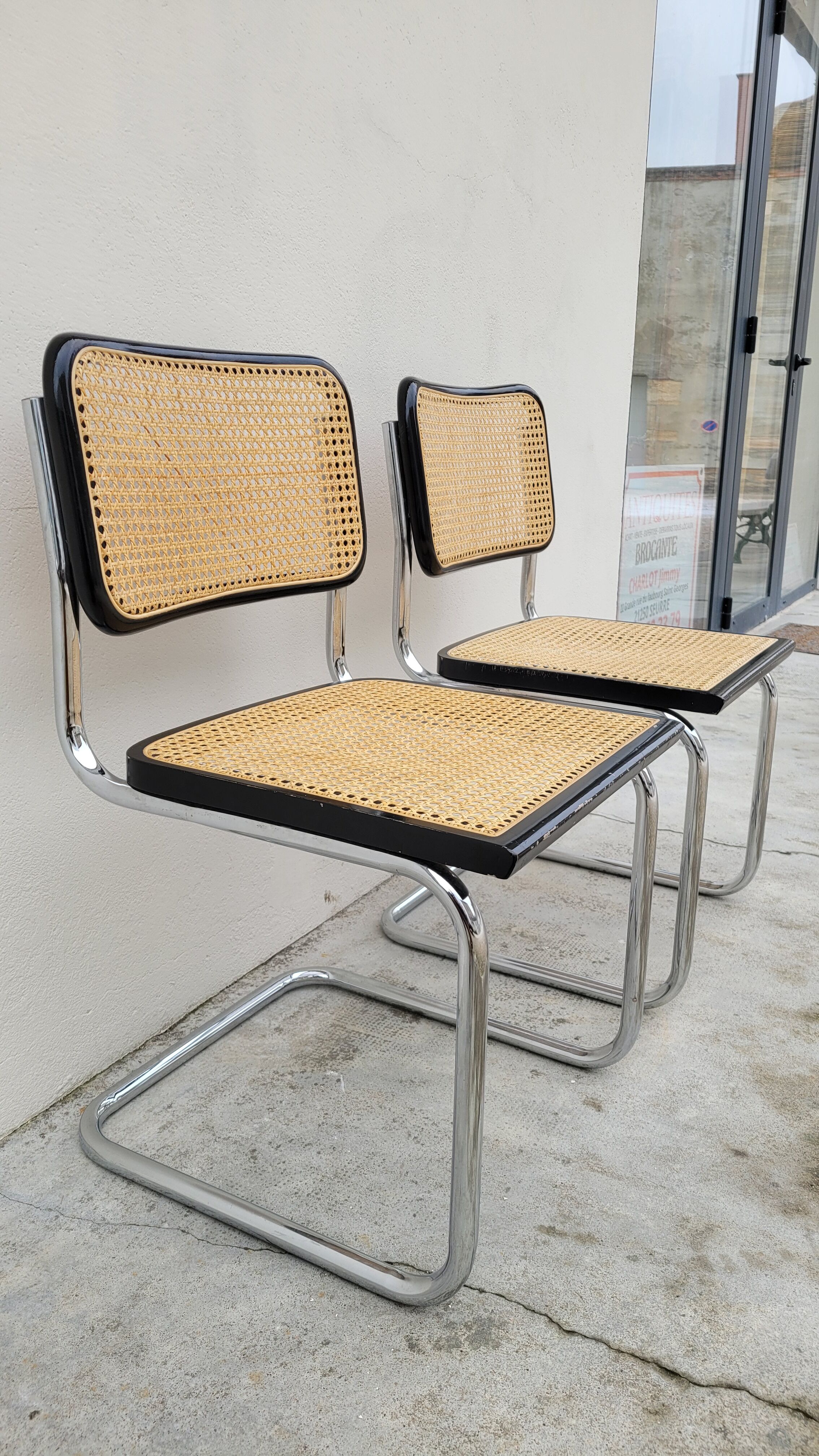 Pair of chairs B32 by Marcel Breuer signed Italy