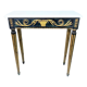Table de console de style Louis XVI du 19ème siècle en noir et or avec tablette en marbre blanc