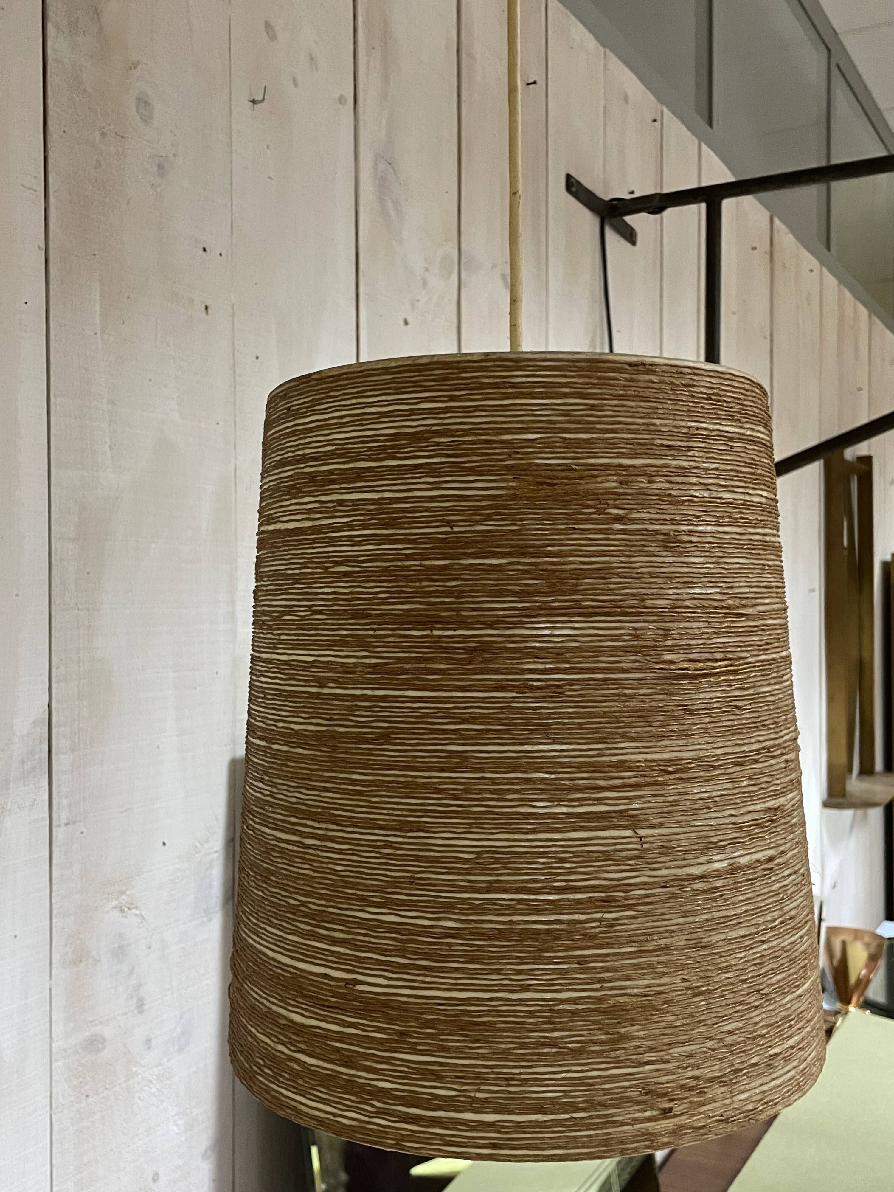 Rare teak and sisal wall lamp from the 1960s, attributed to Lotte Bostlund.