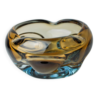 Brown and blue Sommerso ashtray by Seguso, Murano glass, Italy, 1970