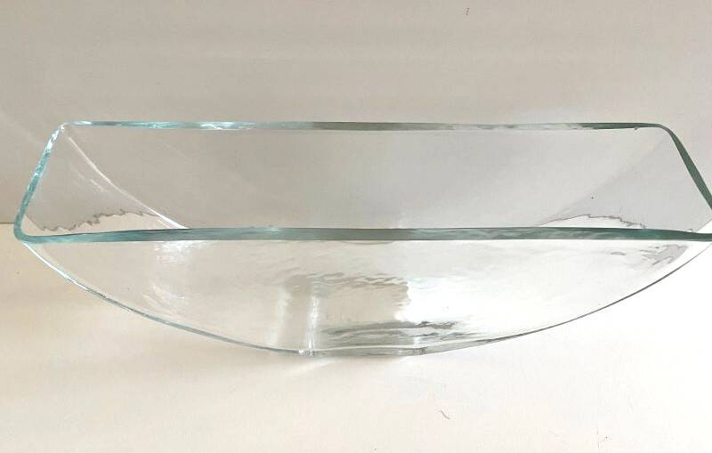 Vase Container Tealight Holder Thick Glass Hammered Half Moon Design