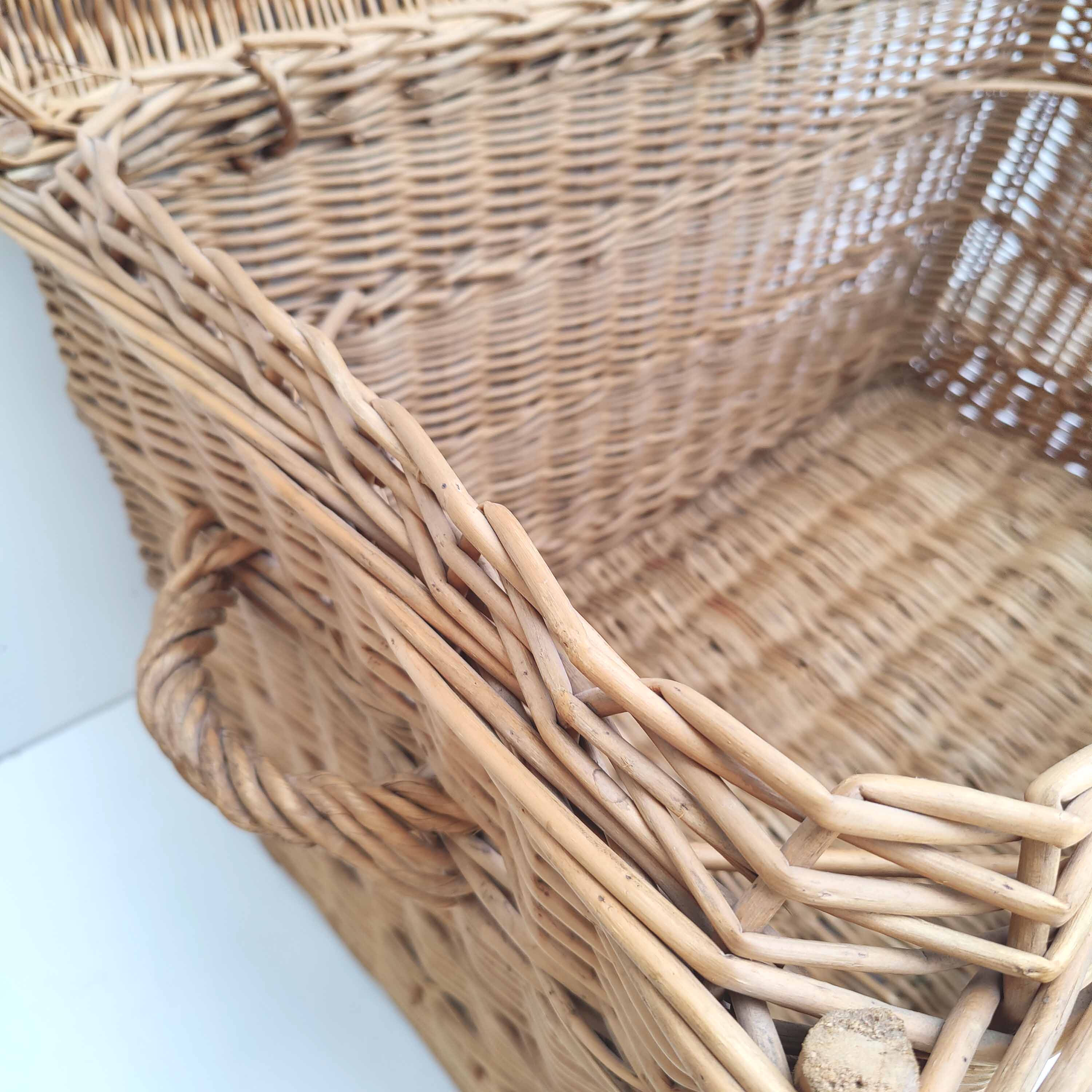 Vintage braided wicker trunk
