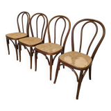 Set of 4 Vintage Thonet Style Dining Chairs: Bentwood Cane Seat, 1970s Bist