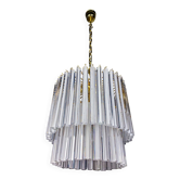 Chandelier en verre de Murano à deux niveaux Triedri de Paolo Venini, Italie, années 1970.