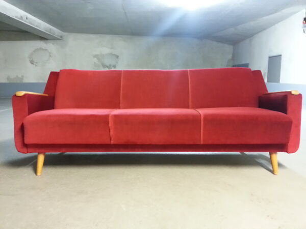 Canapé convertible Daybed sofa années 50/60 rouge cliclac