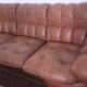 Italian voluminous leather 3-seater sofa after Rino Maturi 230 cm, 1970s
