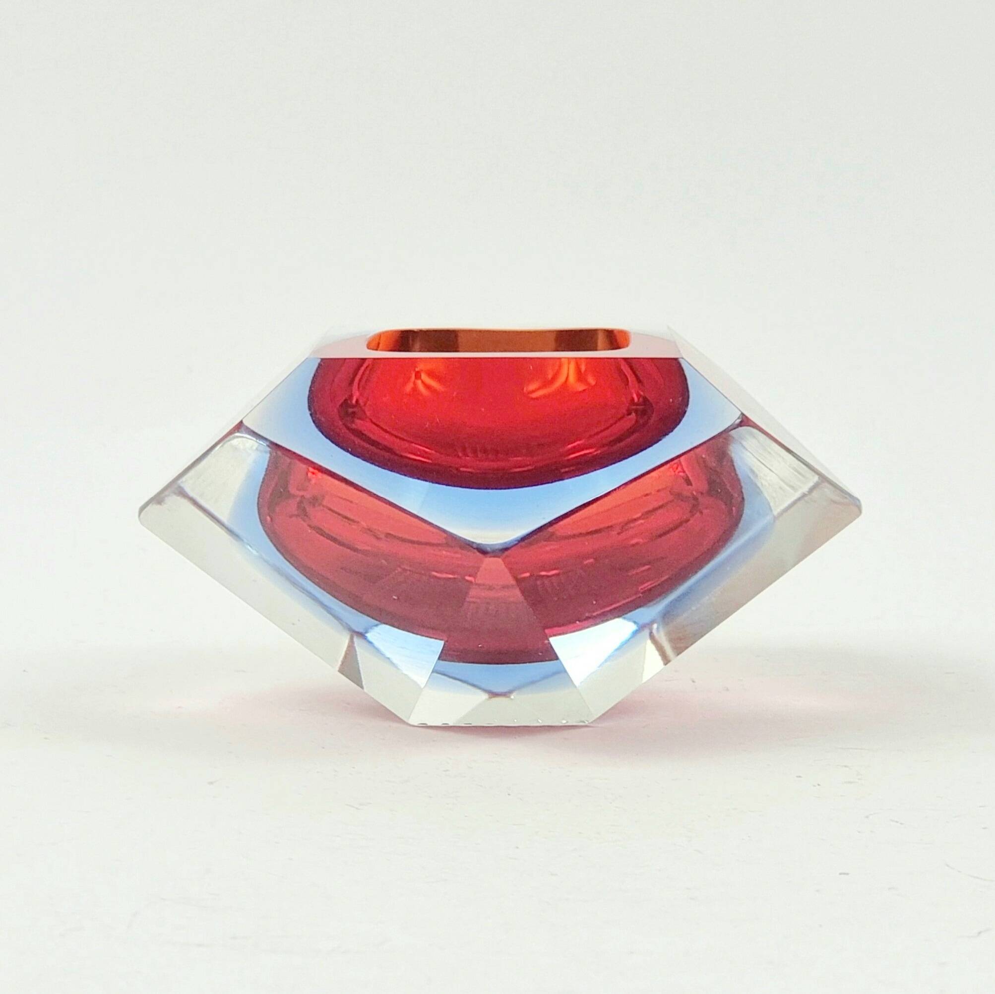 Diamond-Shaped Murano Glass Ashtray/Vide Poche by Flavio Poli for Seguso