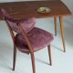 Heart-shaped chair in burgundy velvet, pink, violet, mid-century, Europe, 1960s.