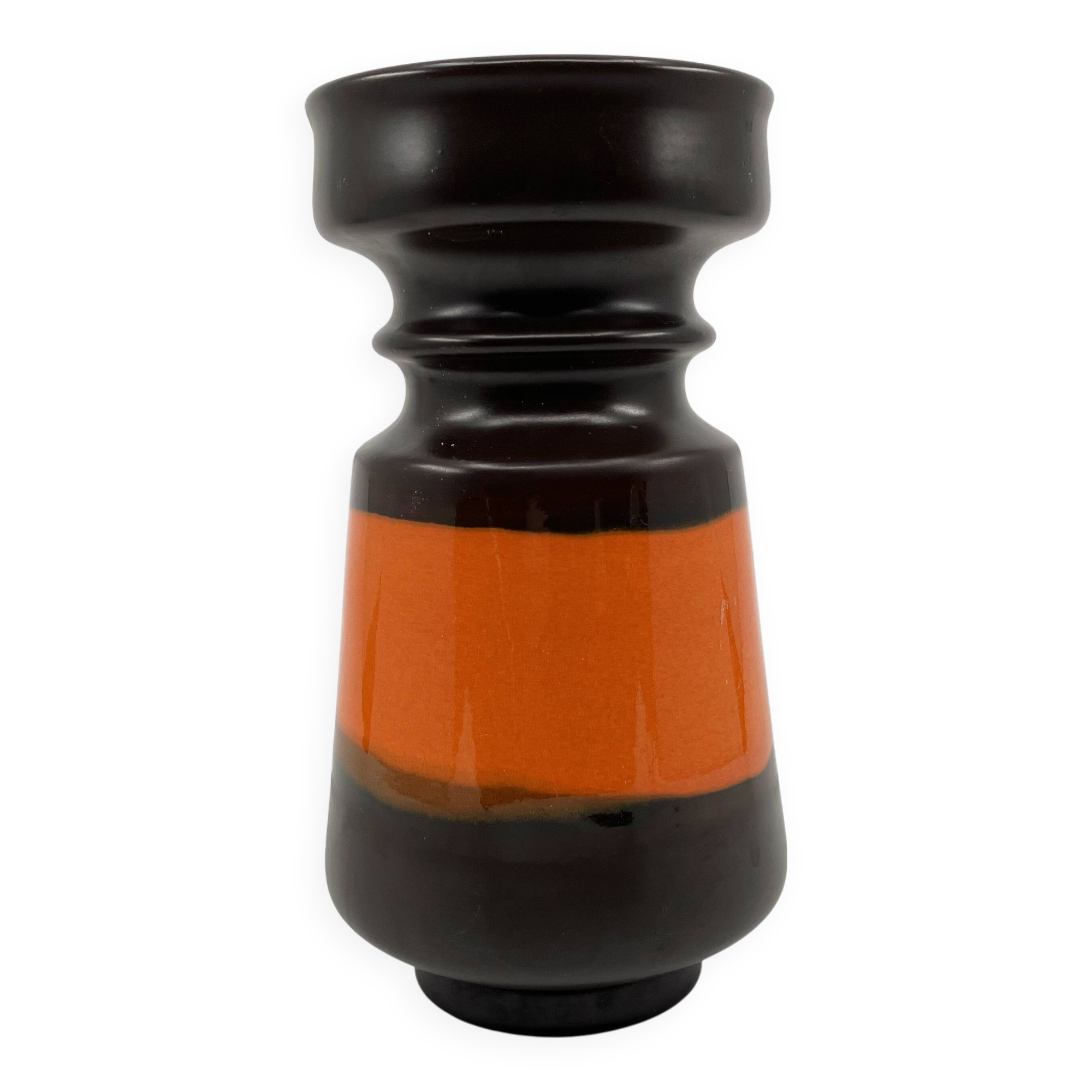 Brown and orange ceramic vase • 1970