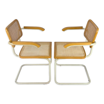 Ensemble de 2 fauteuils en cannage, Italie, années 1970