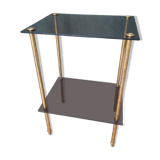 Smoked glass side table or pedestal table from the 70s