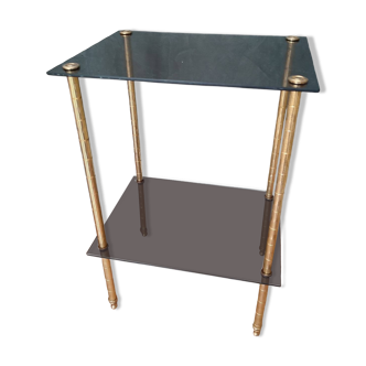 Smoked glass side table or pedestal table from the 70s