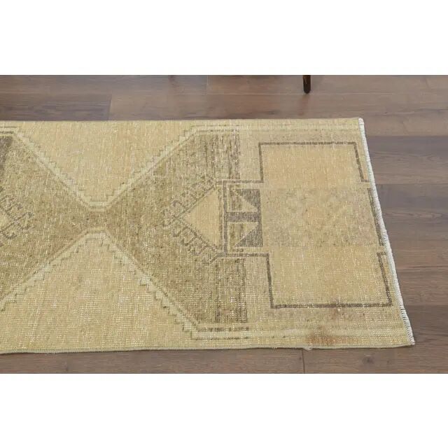 1970s Vintage Turkish Hand-Knotted Wool Cotton Orange Runner Rug 75x322