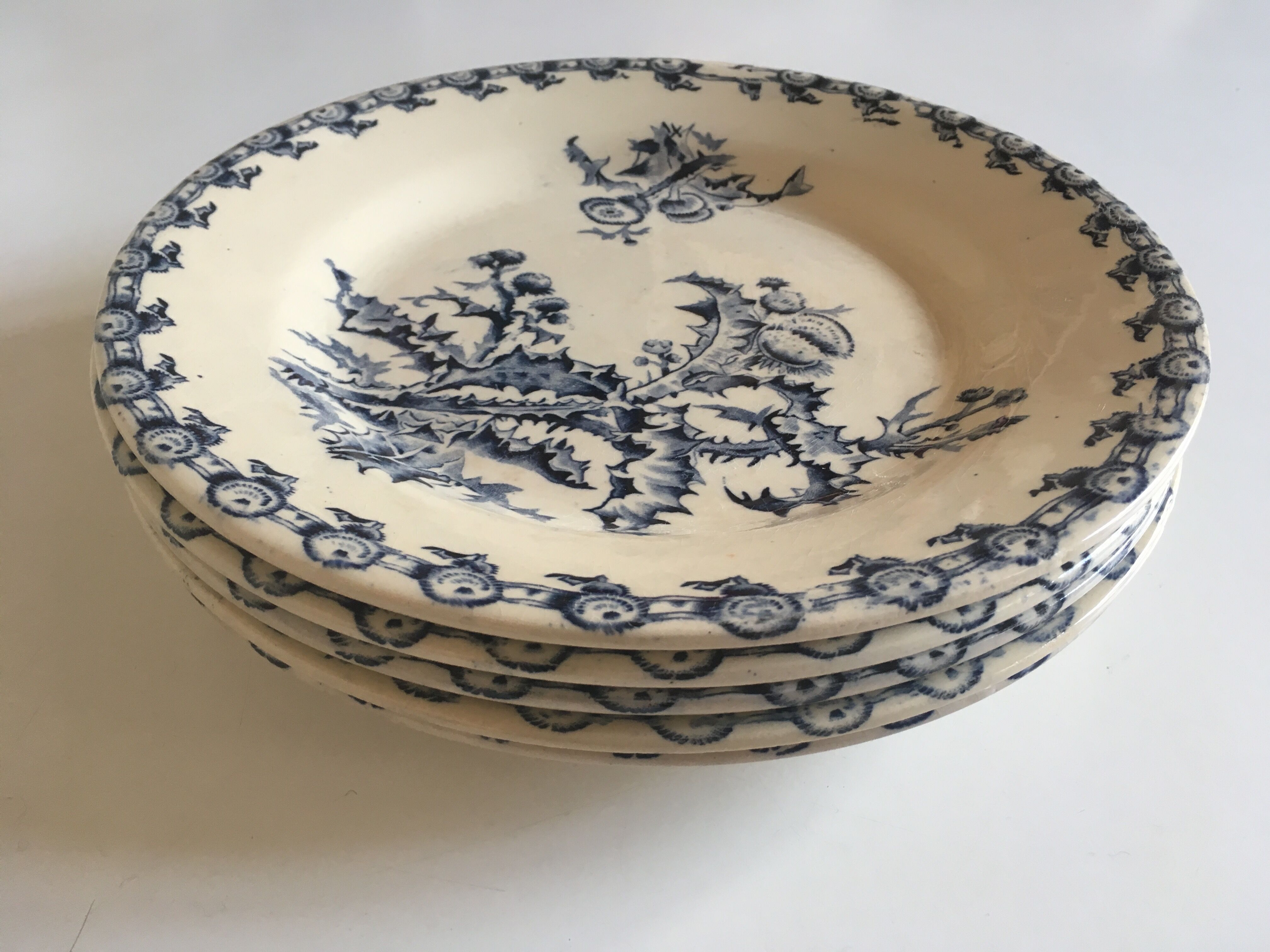 Plate faience of gien beginning 20th décor thistles