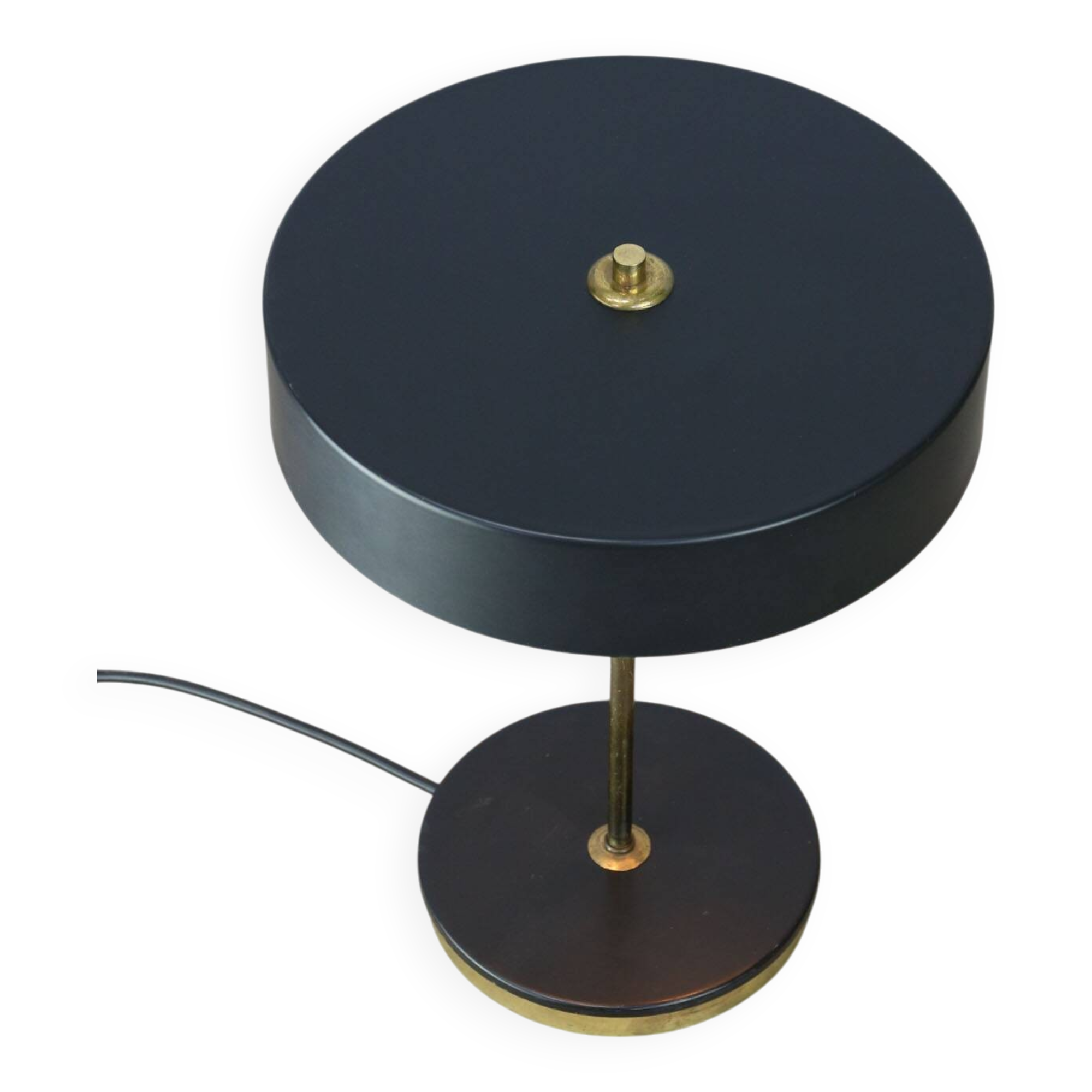 Mid-Century Black & Brass Table Lamp from Kamenický Šenov