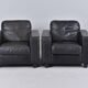 Pair of IKEA “Skogaby” Armchairs in Black Artificial Leather