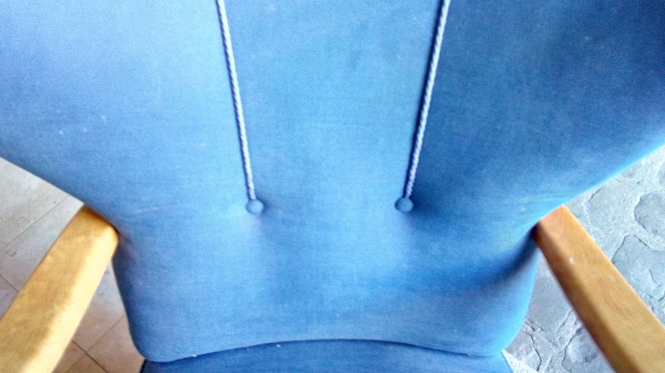 Pair of wing chairs flesh Scandinavian Danish 50s 60s blue