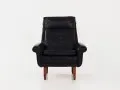 Black leather armchair, Danish design, 1970s, production: Denmark