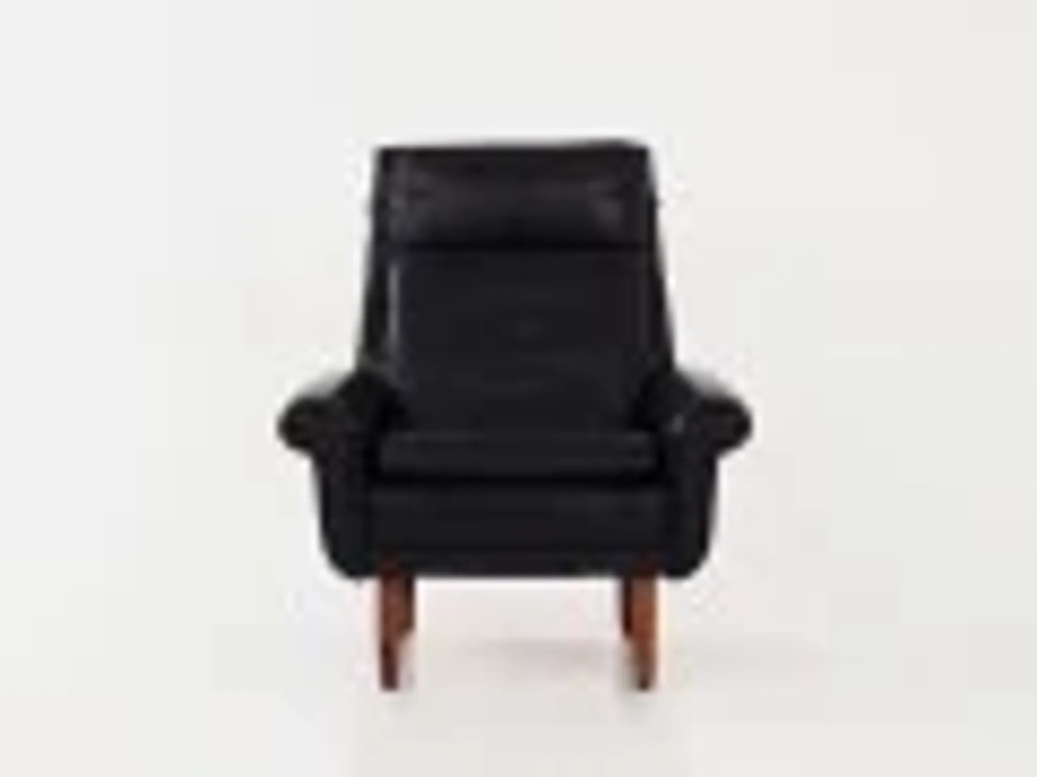 Fauteuil en cuir noir, design danois, années 1970, production : Danemark