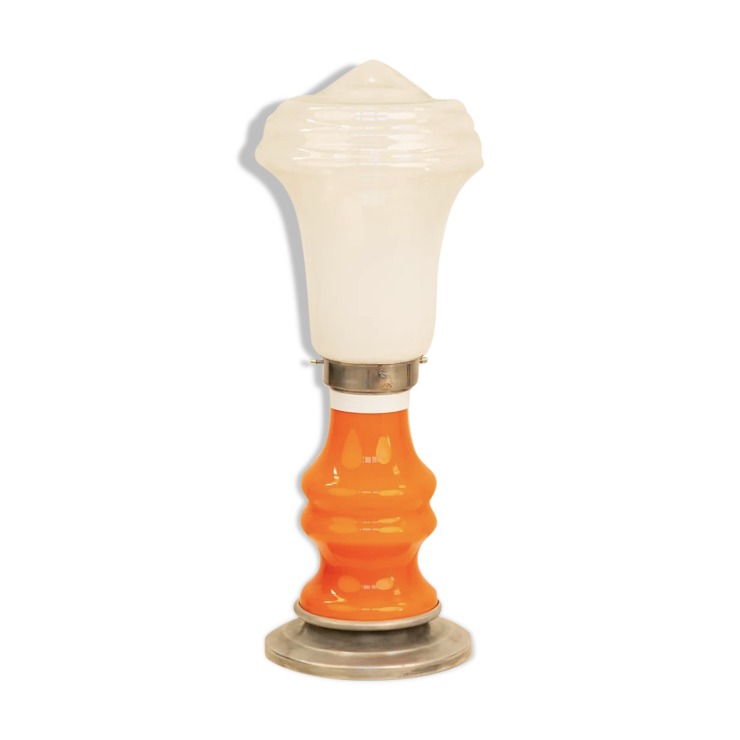 Lampe italienne orange & verre opaque 70's