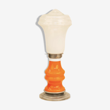 Italian orange lamp & opaque glass 70's