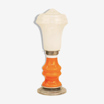 Lampe italienne orange & verre opaque 70's