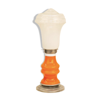 Italian orange lamp & opaque glass 70's