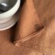 Old harvest tablecloth in terracotta tinted hemp