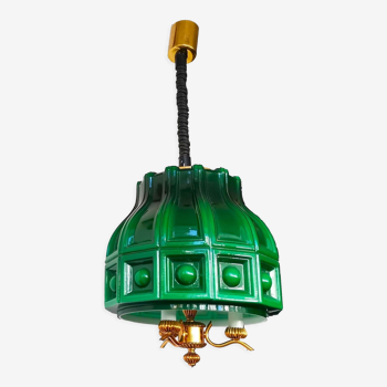 Lampe suspendue scandinave moderne en verre vert Helena Tynell