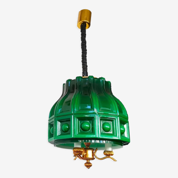 Scandinavian Modern green glass hanging lamp Helena Tynell