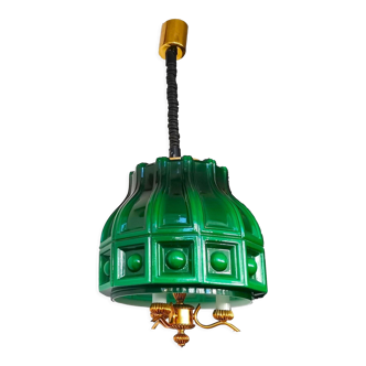 Scandinavian Modern green glass hanging lamp Helena Tynell