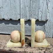 Pair of vintage bookends in alabaster and marble 1950