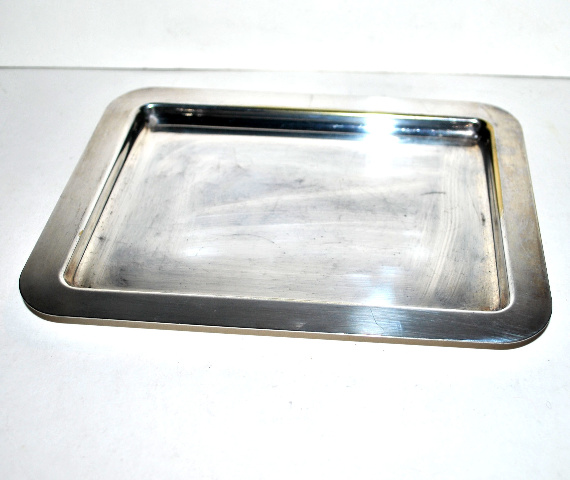 Vintage silver metal rectangular tray