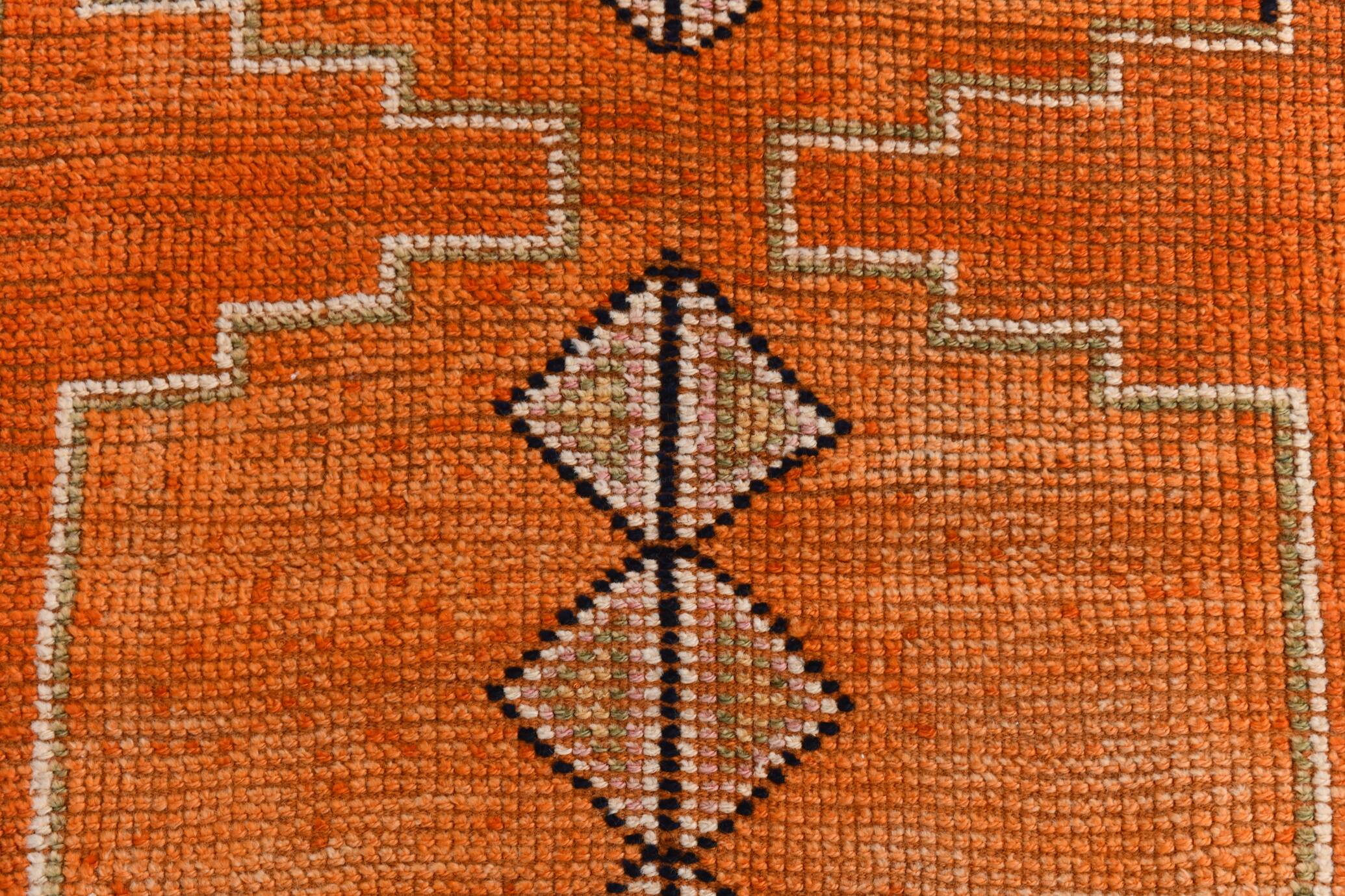 Pumkin Orange Pattern Vintage Runner Rug, 88x291 Cm