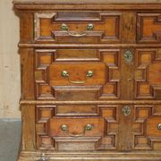17th Century Antique Oak Commode with Two Rows of Drawers