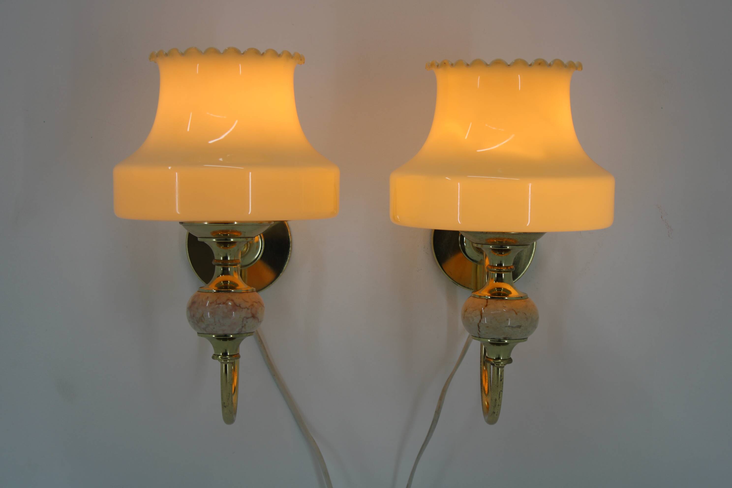 1970s Pair of Wall Lamps, Czechoslovakia
