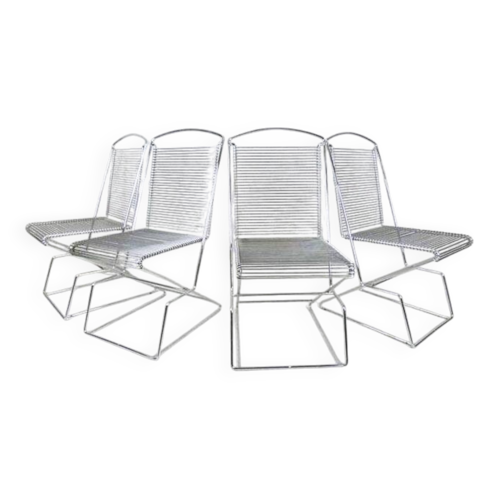 Set of 4 wire chairs, 1980s