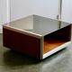 Wood, aluminum and smoked glass coffee table. circa 1970