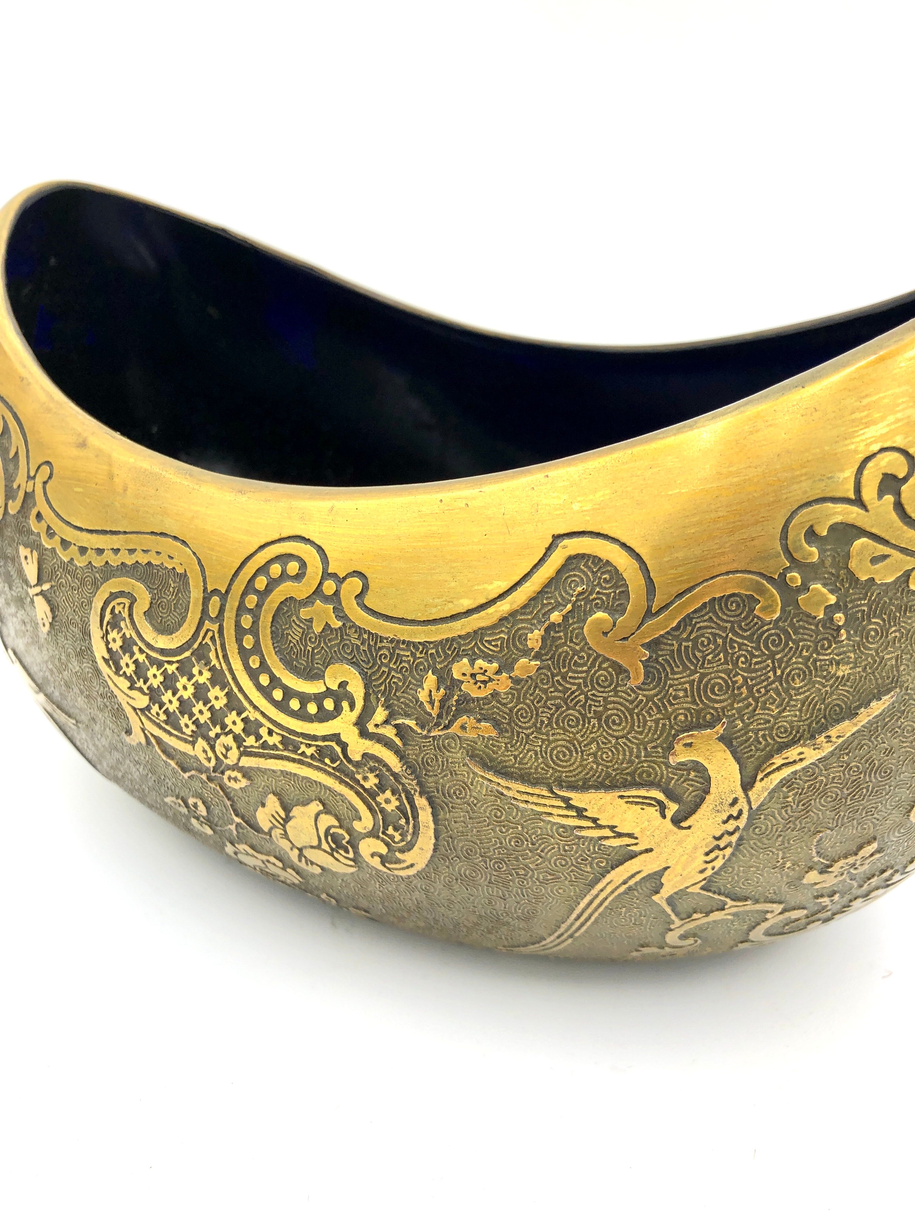 Crystal and copper shuttle cup Léon Ledru Val Saint Lambert