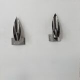 Pair of vintage wall lights, chrome metal, France, 1970.