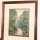 Enhanced Lithographic Engraving Path Under Wood Forest Tree Landscape Gilded